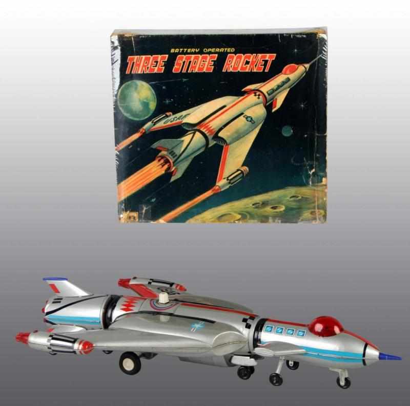 Appraisal: Tin Three Stage Rocket Battery-Operated Toy Description Japanese Working Made