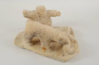 Appraisal: Vintage Inuit Carved Whalebone Group Vintage Inuit carved whalebone group