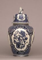 Appraisal: Delft Lidded Ginger Jar Large jar with a hat-shaped lid