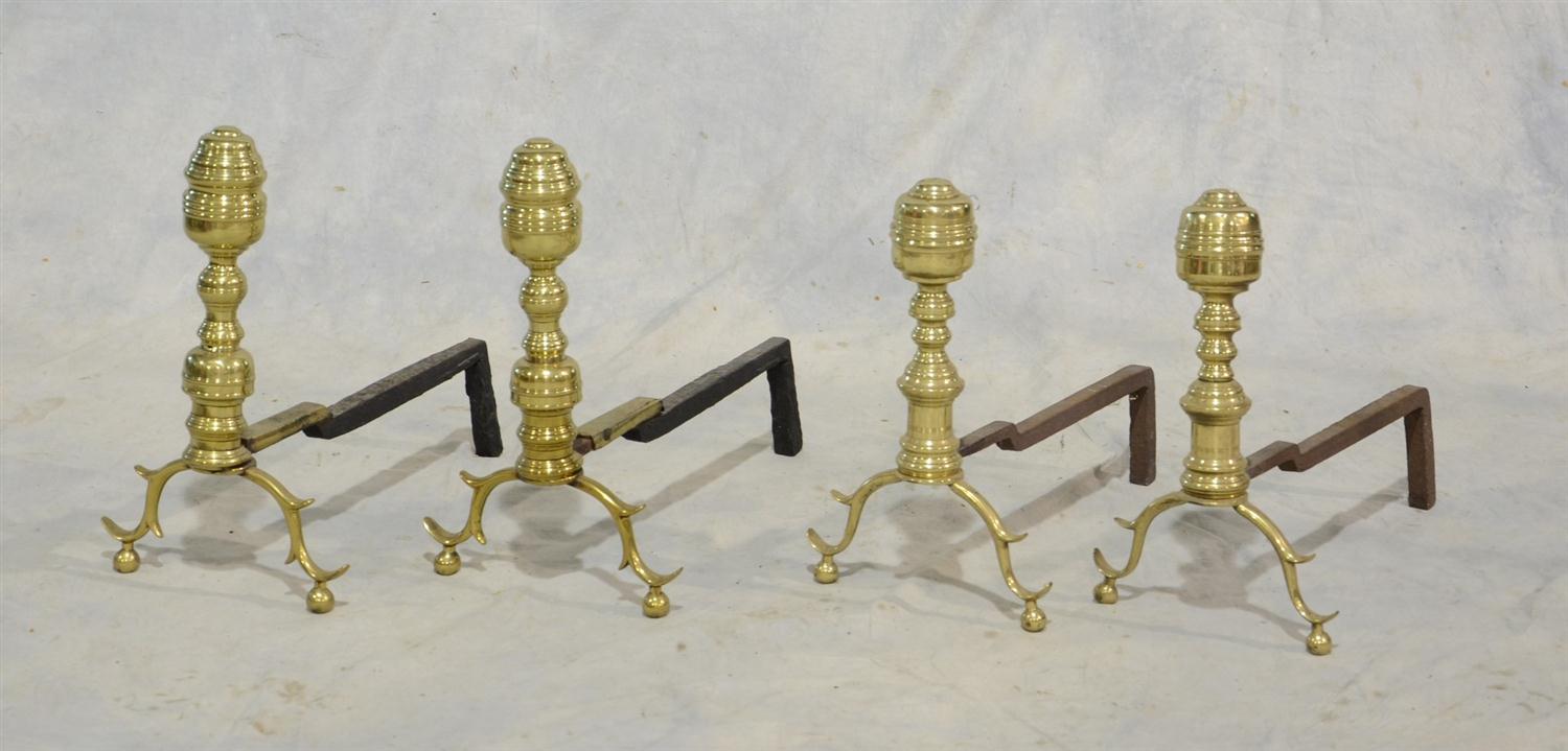 Appraisal: pair Empire brass andirons th c one pair high the