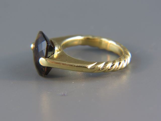 Appraisal: David Yurman k Gold Ring checkerboard cushion cut smokey quartz