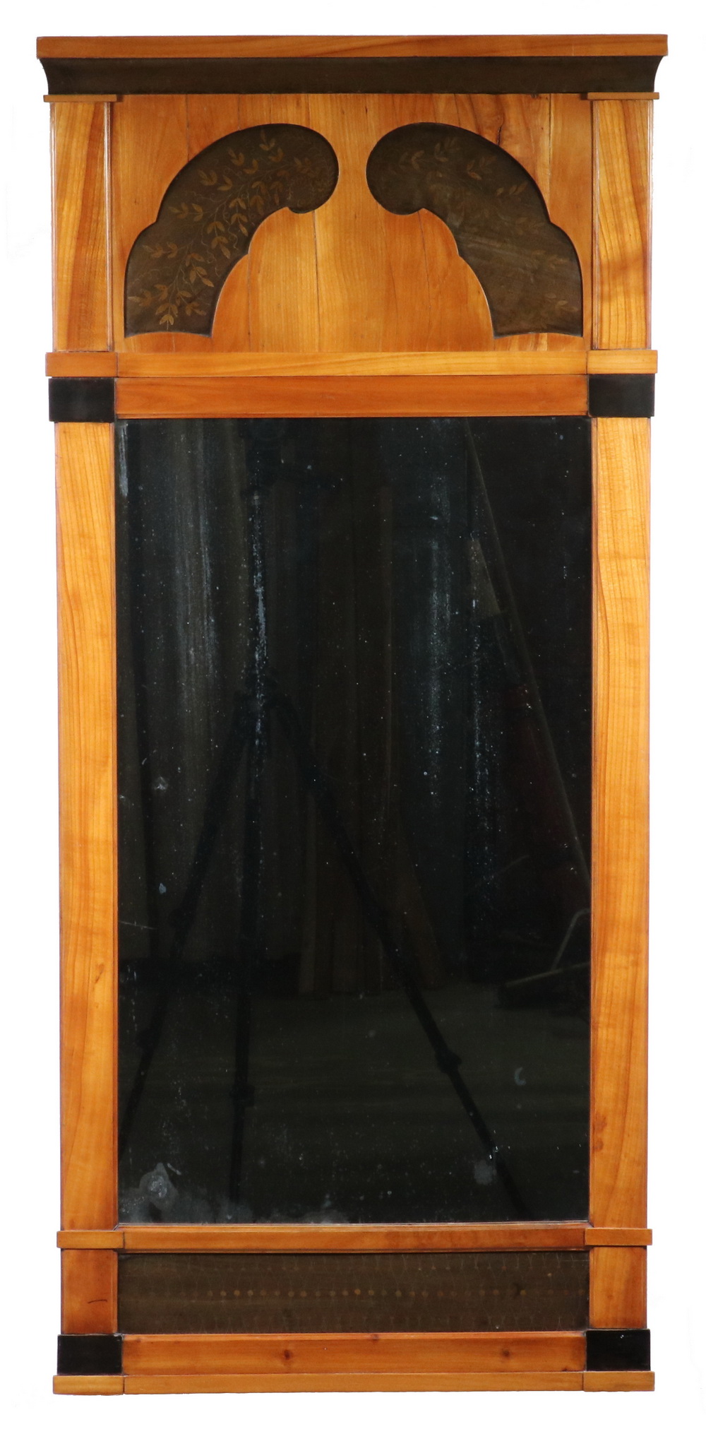 Appraisal: CIRCA BIEDERMEIER MIRROR Cherry Framed Mirror with gold stenciled black