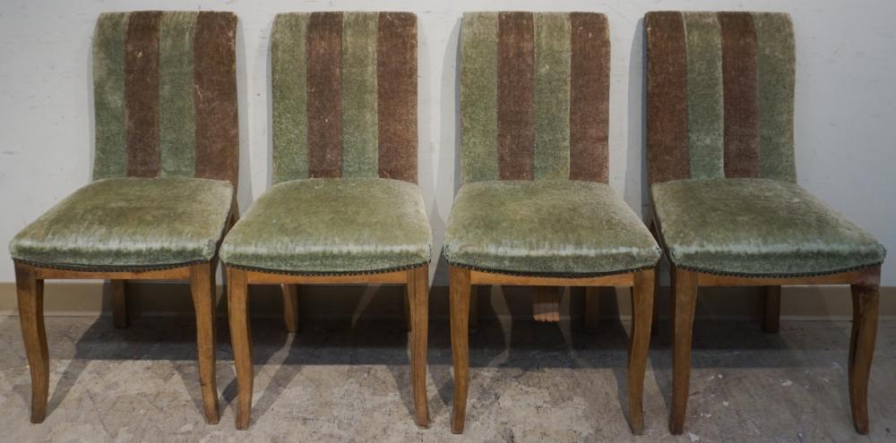 Appraisal: Four Italian Louis XV Style Walnut Green and Nail Studded