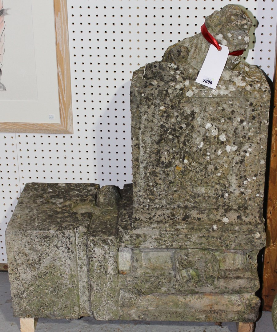 Appraisal: A pair of carved granite door jambs each relief carved