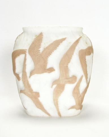 Appraisal: Phoenix Glass vase inches high cream background and light brown