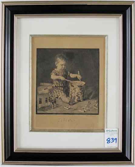 Appraisal: AXEL HELSTED ETCHING Danish - ''Soldater '' depicting a boy