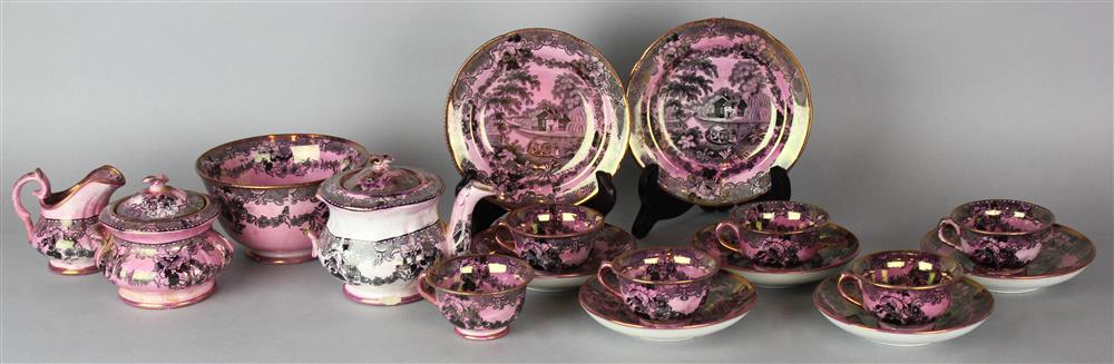 Appraisal: DAVENPORT PINK LUSTER 'VILLARS' CHILD'S TEA SERVICE mid- to late-