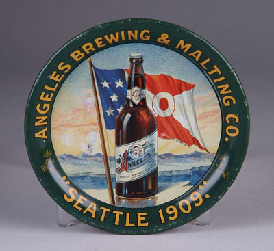 Appraisal: ANGELES BREWING MALTING CO TIP TRAY Image of bottle of