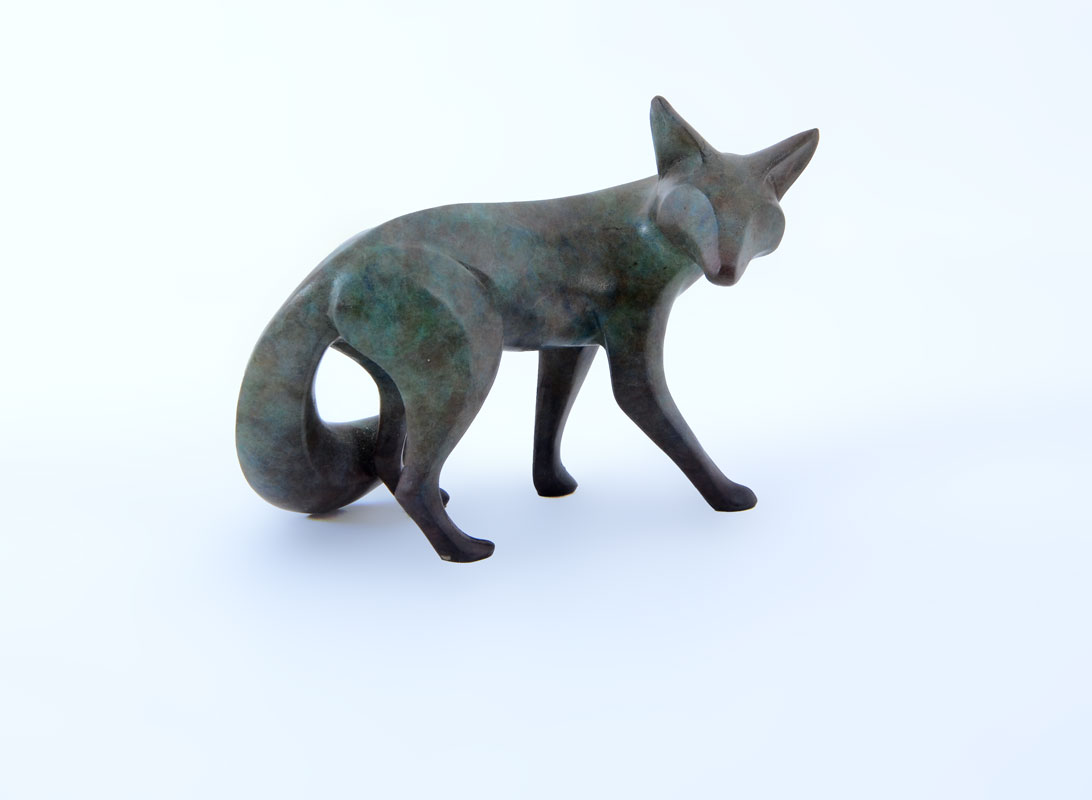 Appraisal: MICHAEL TATOM BRONZE FOX Graceful bronze fox marked dated and