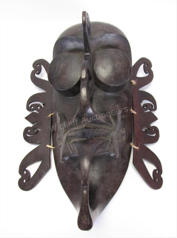 Appraisal: Coastal Bali Wood Carved Ceremonial Mask depicts creature with protruding