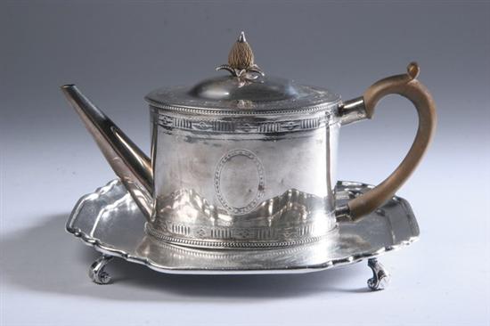 Appraisal: GEORGE III TEAPOT AND GEORGE VI FOOTED TRAY George III