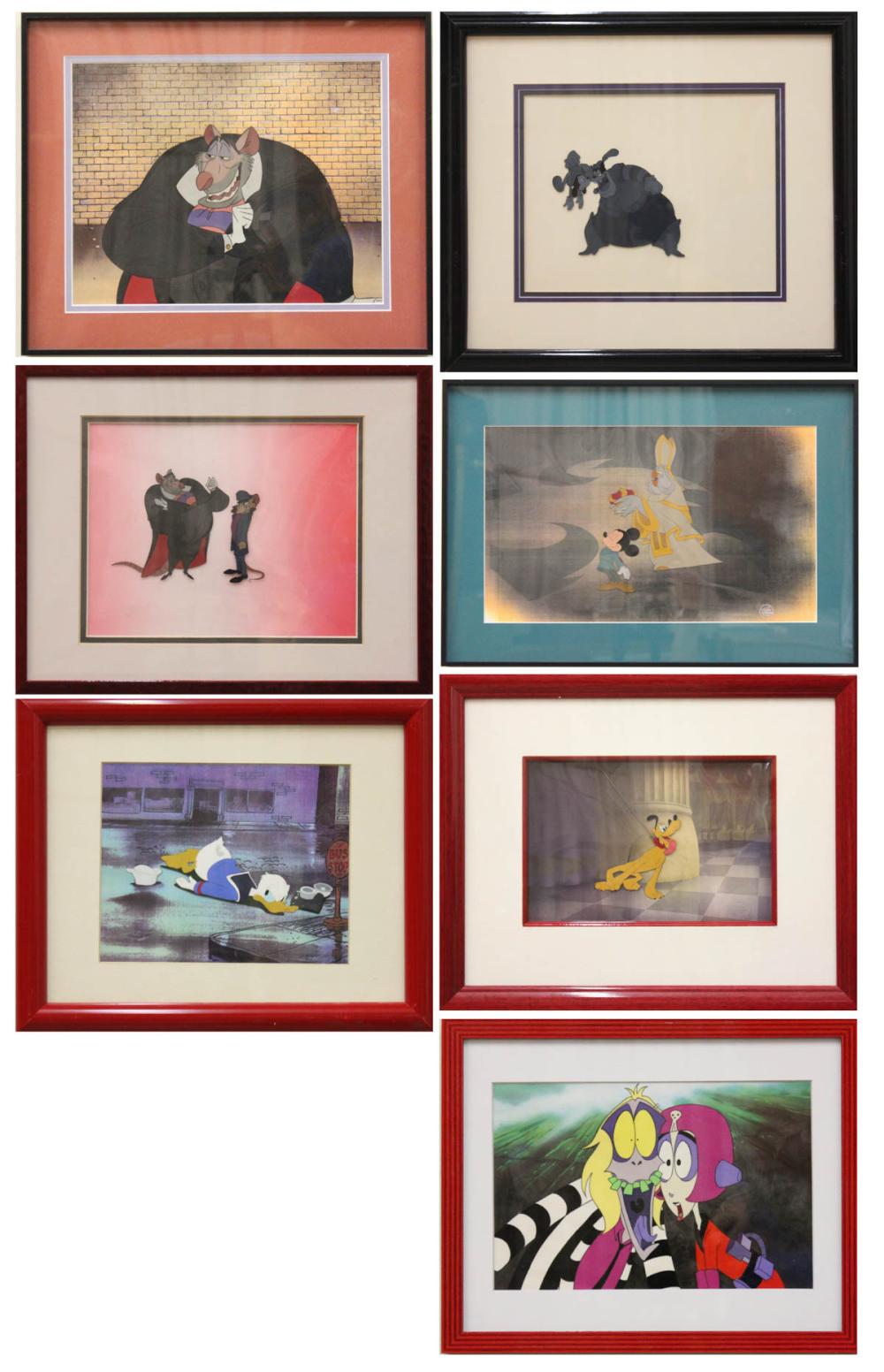 Appraisal: SEVEN PRODUCTION ANIMATION CELS three cels from Disney's The Prince