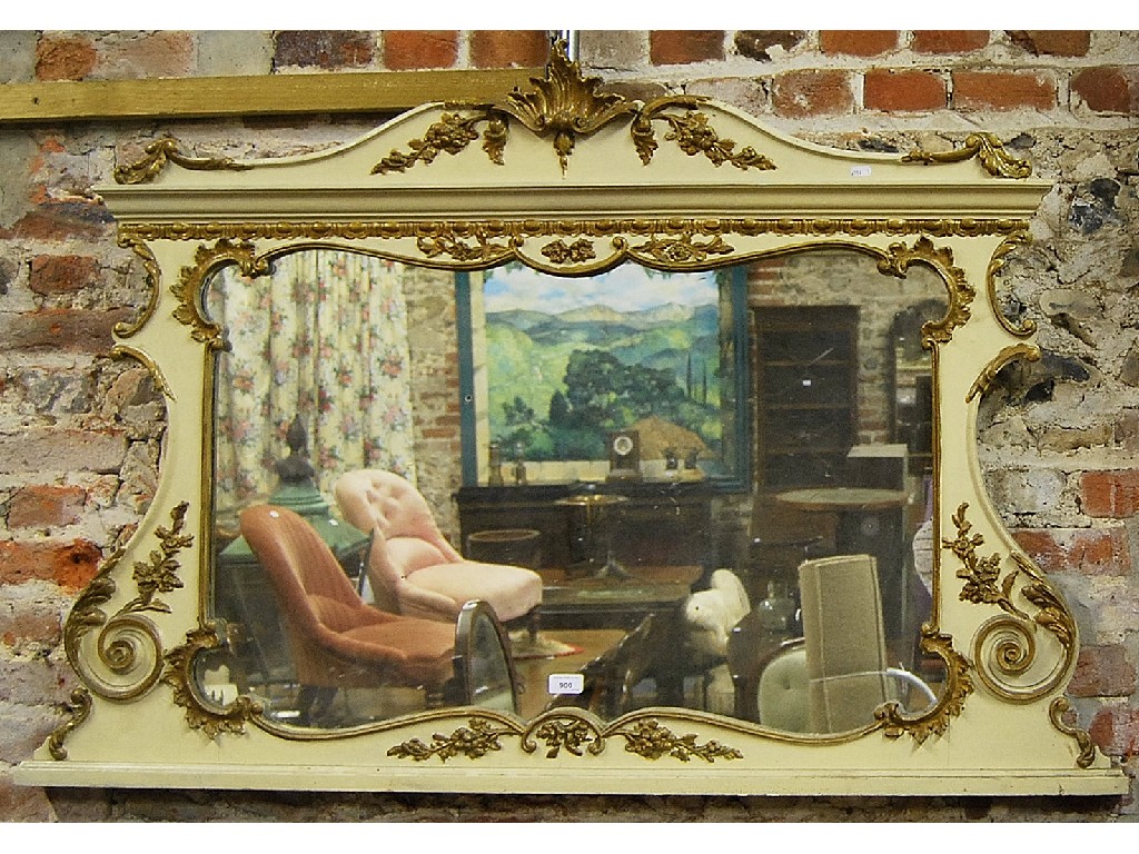 Appraisal: A th century carved and painted framed overmantel mirror