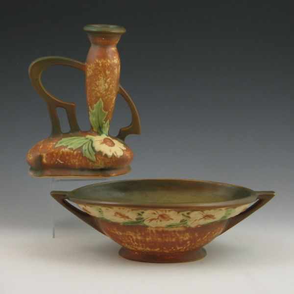 Appraisal: Roseville Dahlrose - '' bud vase and - '' bowl