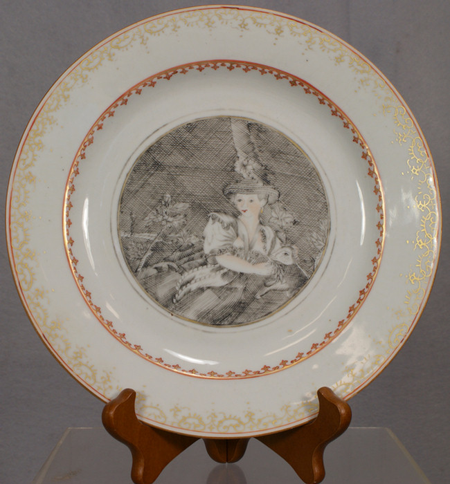 Appraisal: Chinese Export plate Grisaille and gold similar to plate in