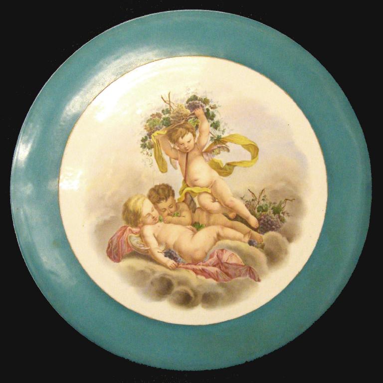 Appraisal: th century circular porcelain plaque hand painted to the centre