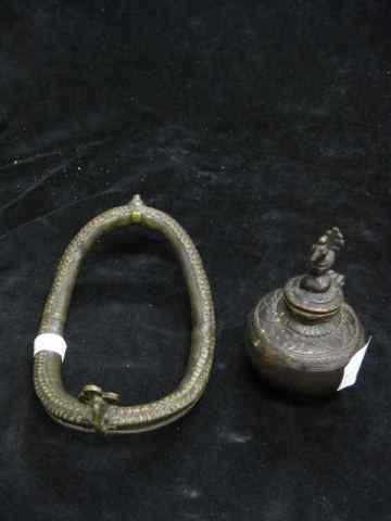 Appraisal: Bronze Oriental Items one item appears to be an inkwell