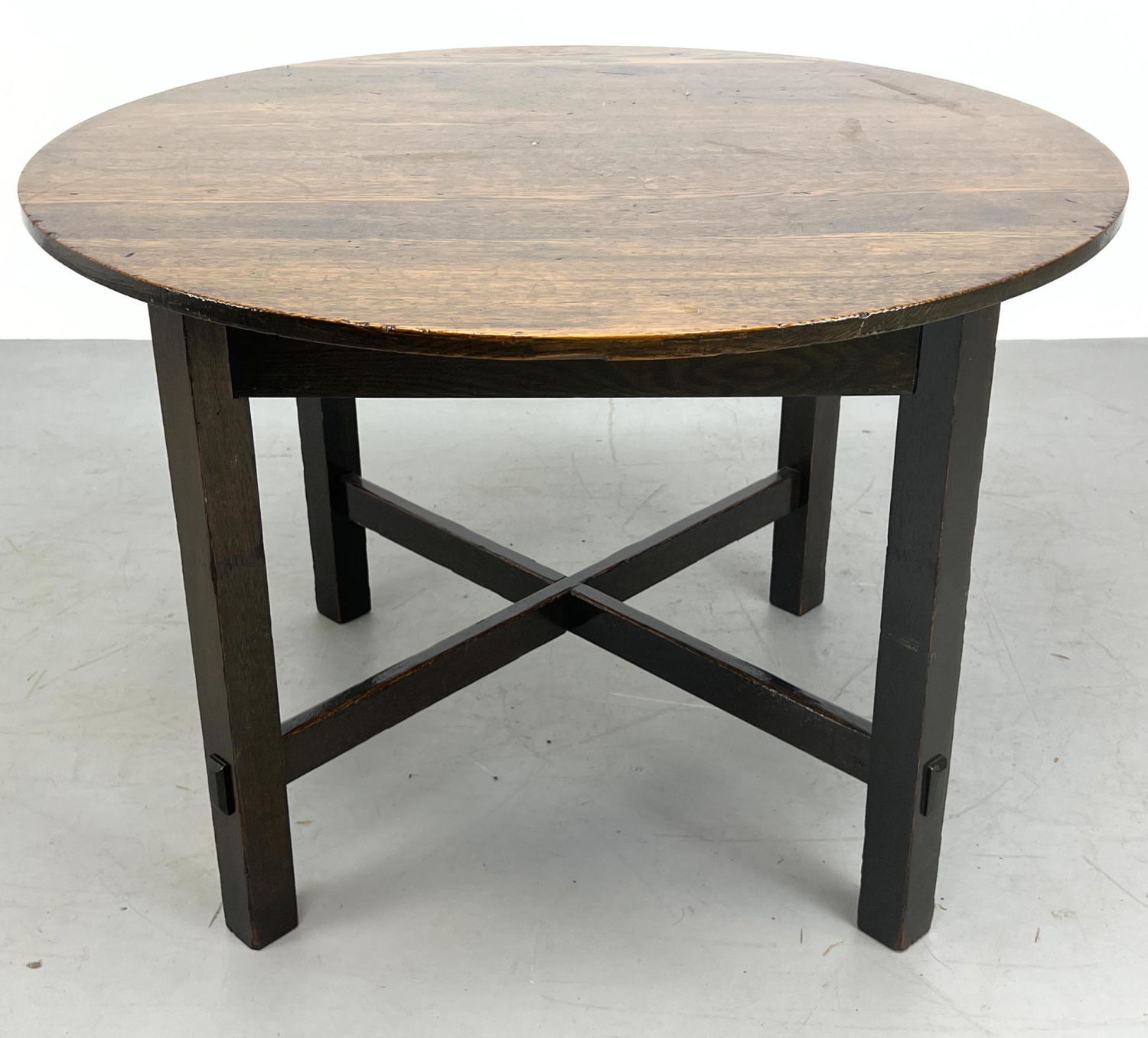 Appraisal: National furniture Oak round mission table Dimensions H inches W