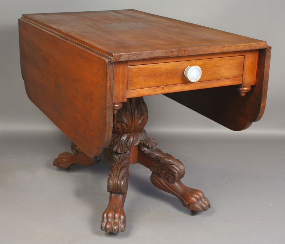 Appraisal: - th C Mahogany Table th century single drawer table