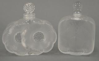 Appraisal: Two Lalique frosted crystal perfume bottles Deux Fleurs and small