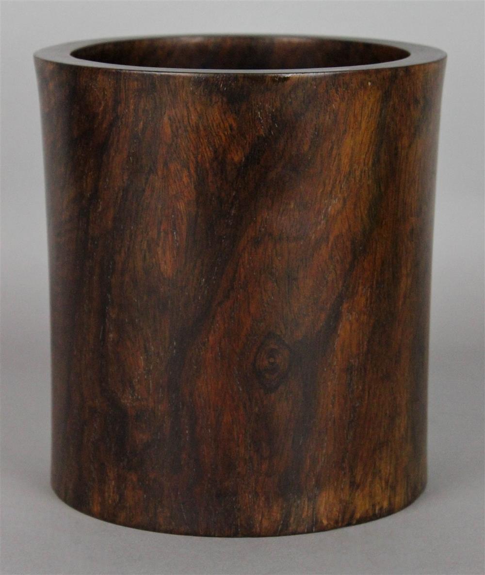 Appraisal: CHINESE HUANGHUALI BITONG BRUSH POT QING DYNASTY the well figured