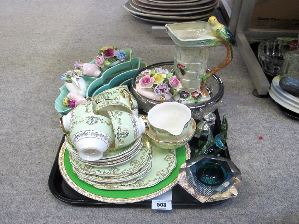 Appraisal: Tray lot of assorted ceramics and glass - Wade jug