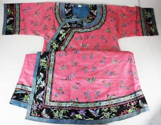 Appraisal: Th C Chinese Embroidered Pink Silk Robe th c Chinese