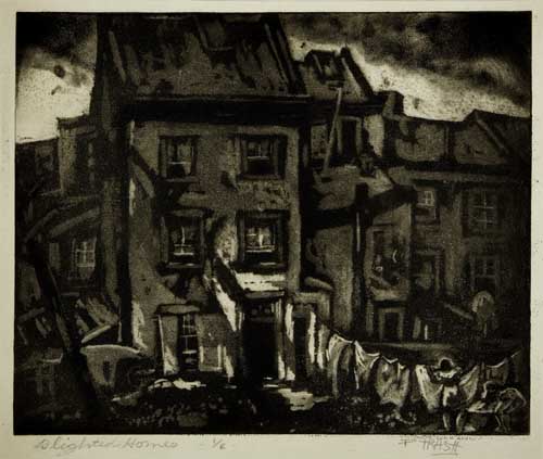 Appraisal: DOX THRASH - Blighted Homes Aquatint circa x mm x