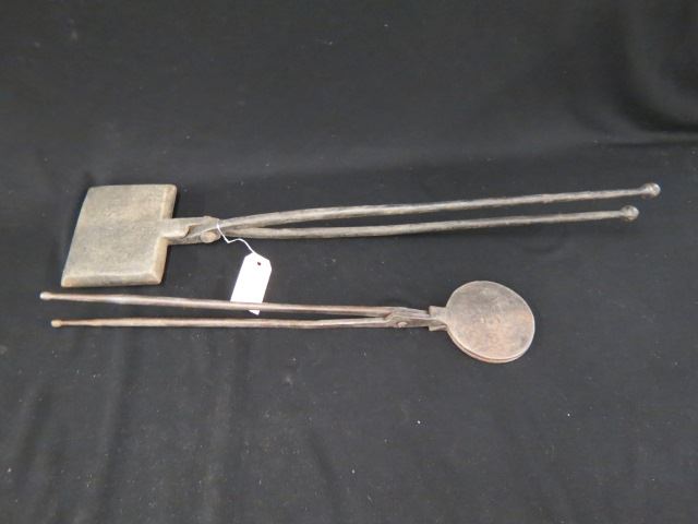 Appraisal: Early Iron Fireplace Waffle Irons longest is nice Pennsylvania Dutch