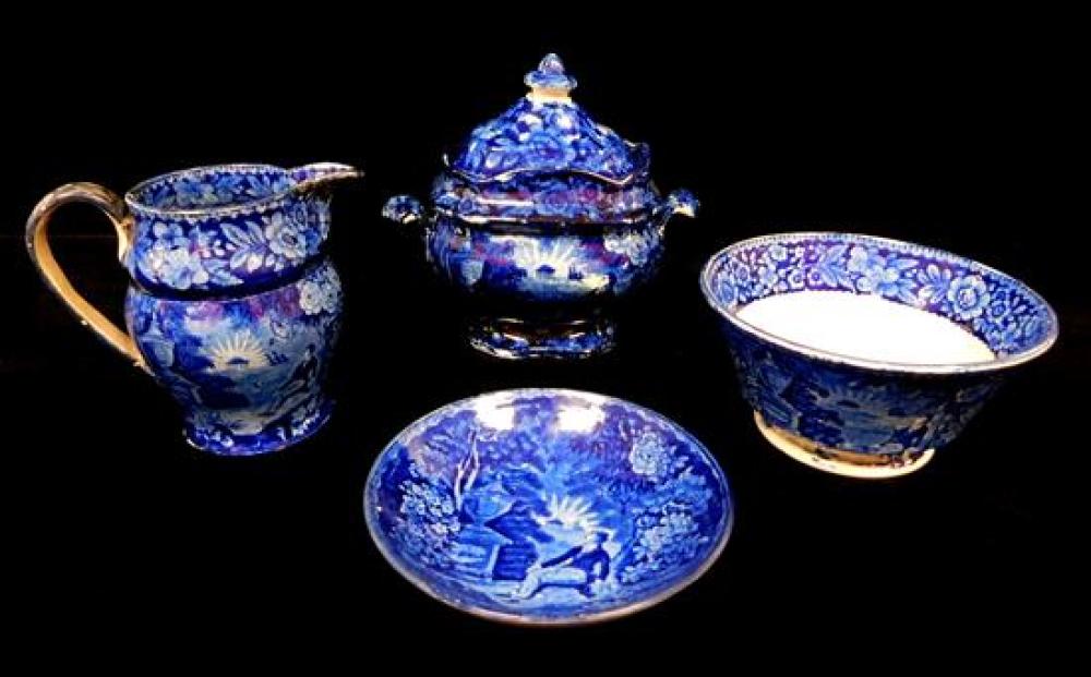 Appraisal: Four blue and white transfer decorated Staffordshire England early th