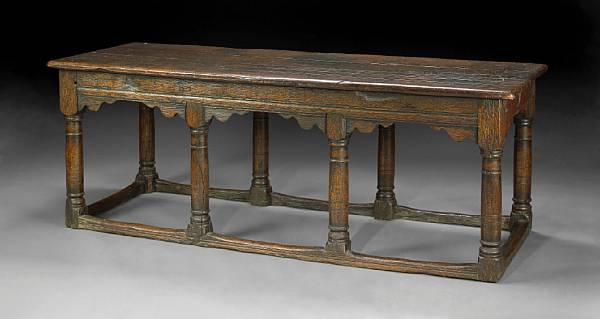 Appraisal: A Renaissance style oak refectory table th century and later