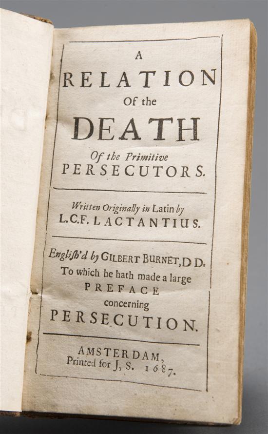 Appraisal: Early Printing Roman Persecution L C F Lactantius A Relation