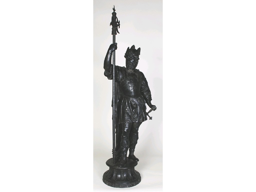 Appraisal: LARGE VICTORIAN SPELTER FIGURE OF A NORDIC WARRIOR modelled standing