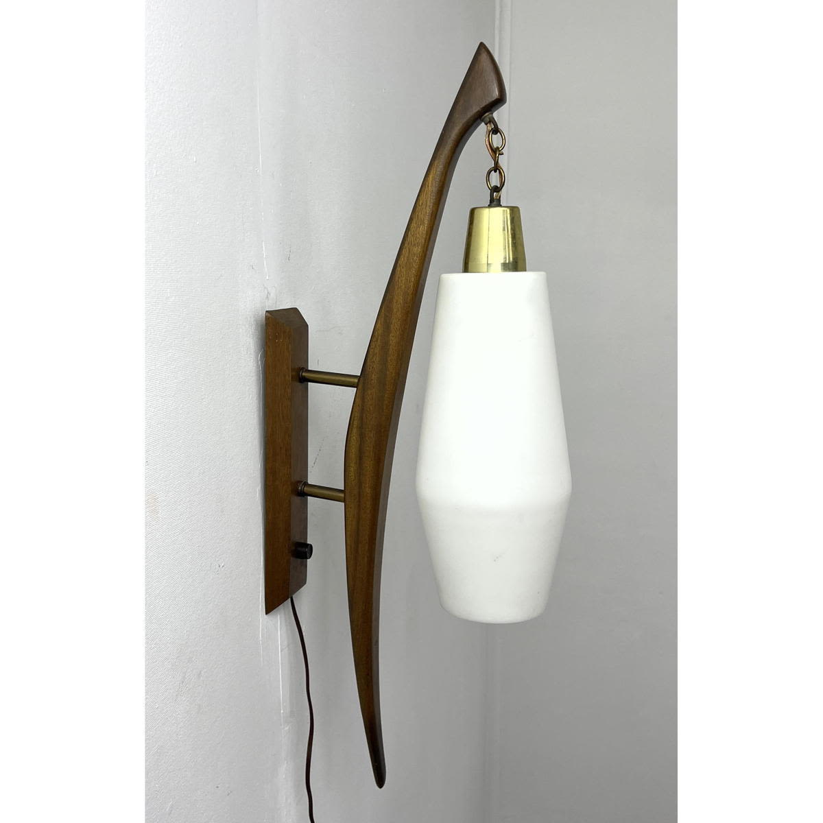 Appraisal: American Modern Walnut Wall Light Sconce Walnut wall mount supports