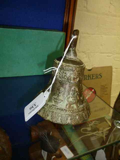 Appraisal: A TH CENTURY ITALIAN STYLE BRONZE HAND BELL decorated with