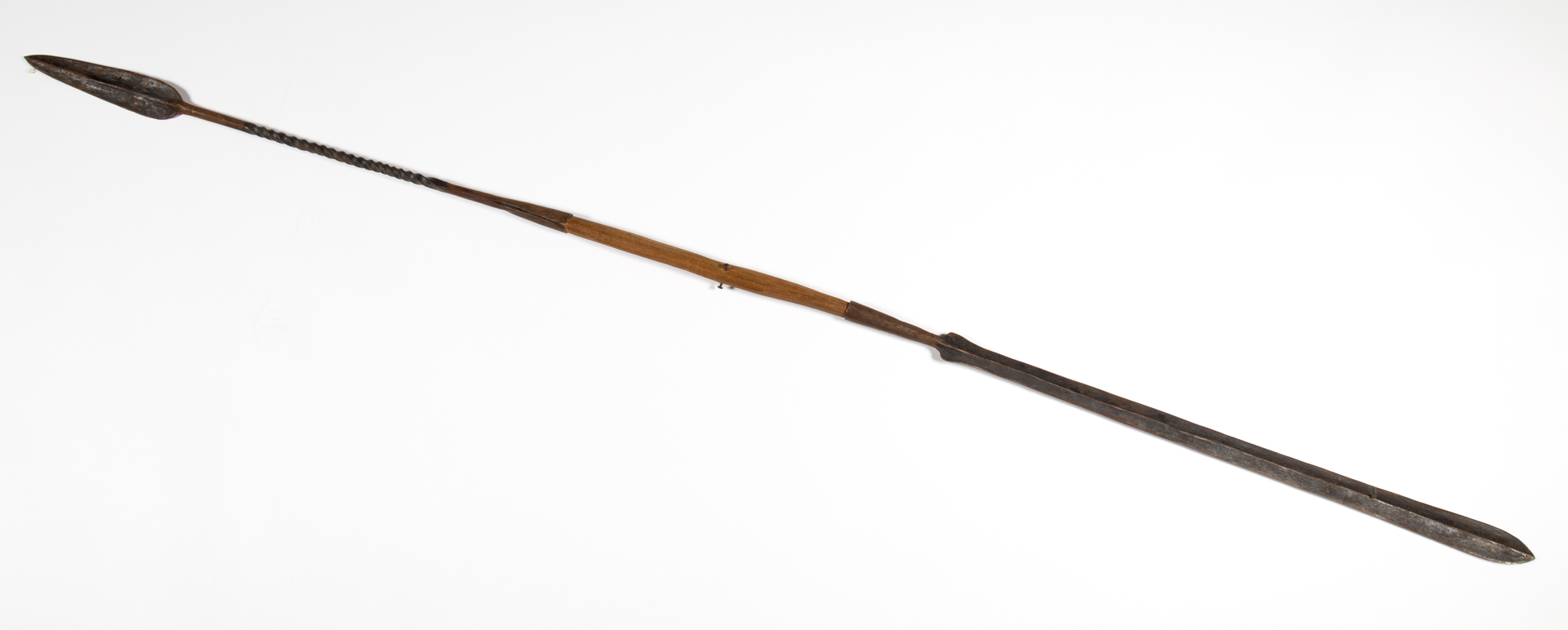 Appraisal: Double bladed spear with wood shaft