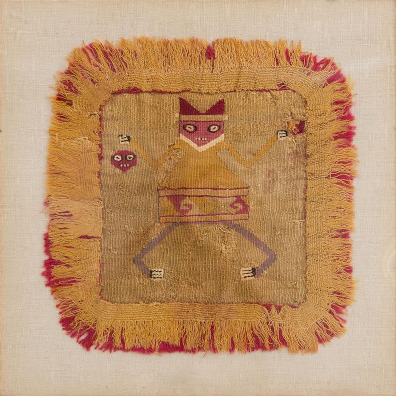 Appraisal: CENTRAL COAST FRINGED TEXTILE FRAGMENT PERU Now mounted in a