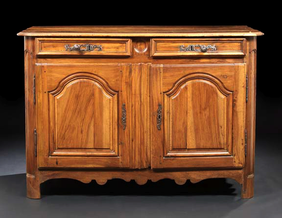 Appraisal: French Provincial Fruitwood Buffet mid- th century the rounded rectangular