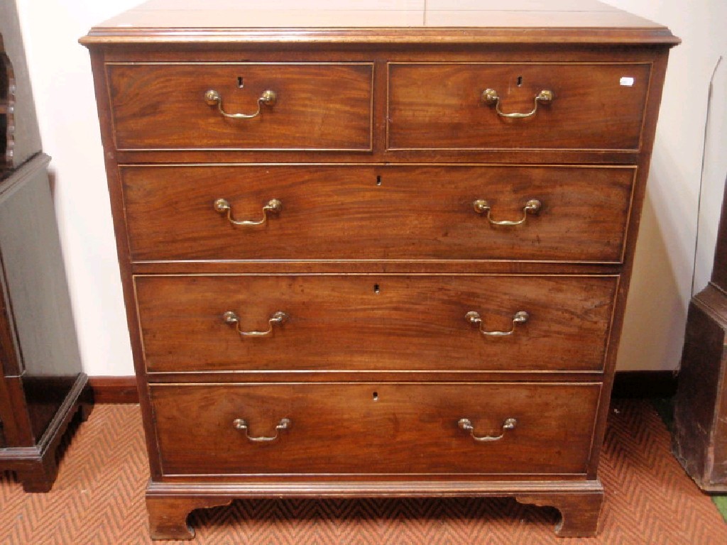 Appraisal: A George III mahogany chest of two short and three