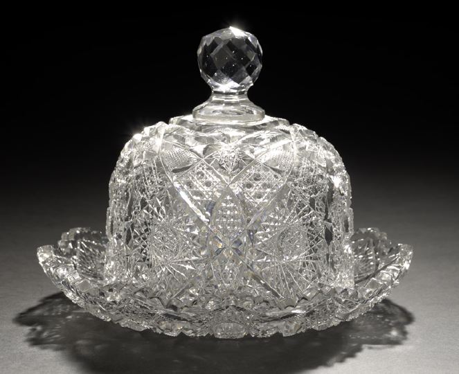 Appraisal: American Brilliant-Cut Glass Cheese Dome and Underplate ca - with