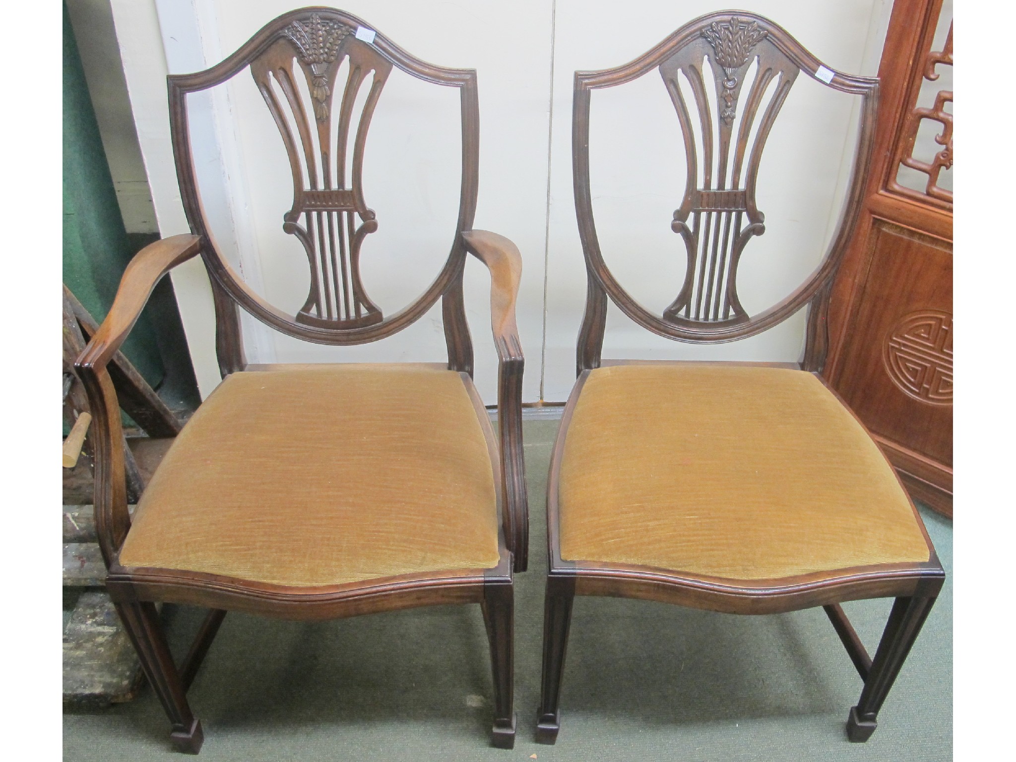 Appraisal: A set of eight dining chairs two carvers and six