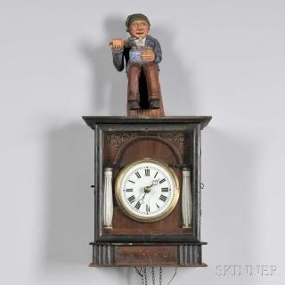 Appraisal: quot Potato Eater Automata Black Forest Wall Clock Potato Eater