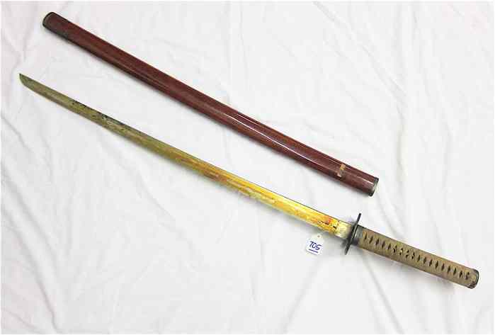 Appraisal: JAPANESE SAMURAI SWORD KATANA approximately '' nearly straight blade very