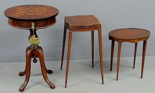 Appraisal: Mahogany table with a round checkerboard top h top dia