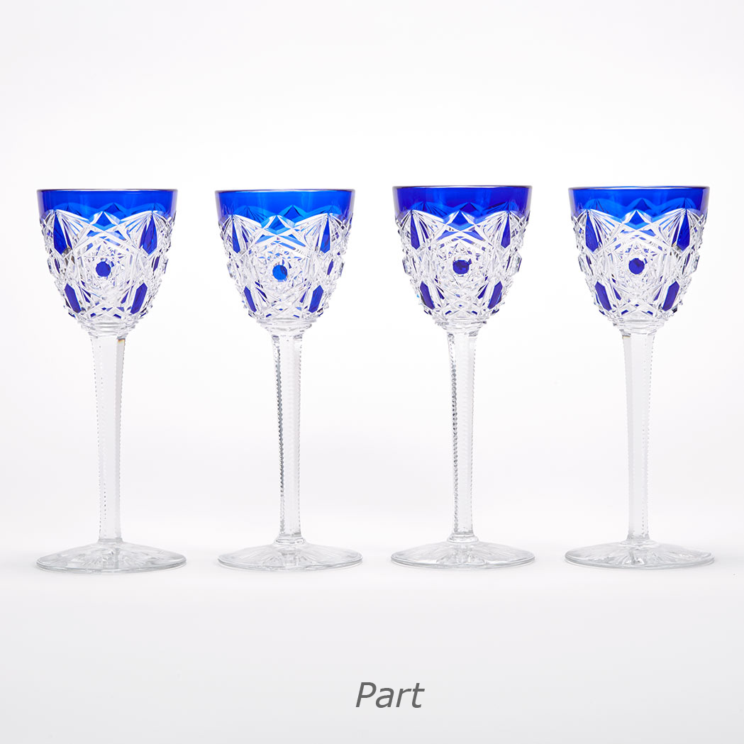 Appraisal: Set of Twelve Baccarat Overlay Glass Rhine Wine Glasses In