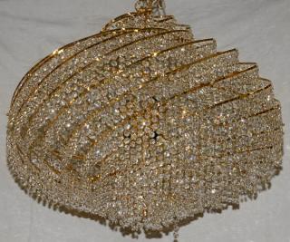 Appraisal: TEN-LIGHT BRASS AND CRYSTAL ORB CHANDELIER H DIA Having a