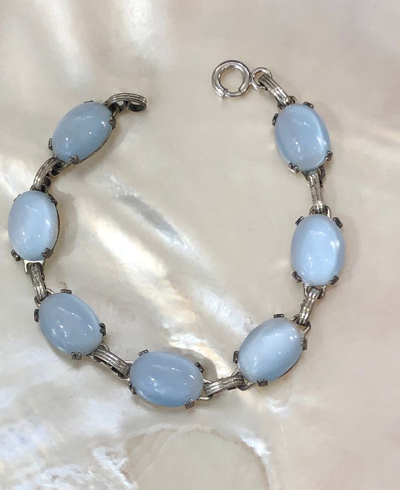 Appraisal: Danecraft Milky Blue Moonstone Sterling Silver Bracelet Danecraft Milky Blue