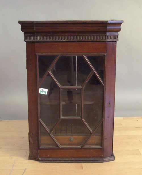 Appraisal: English mahogany hanging cupboard ca h w