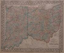 Appraisal: County Map of Ohio and Indiana A county map of