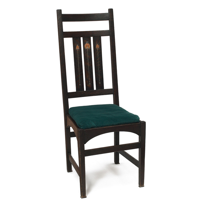 Appraisal: Rare Gustav Stickley side chair designed by Harvey Ellis inlaid